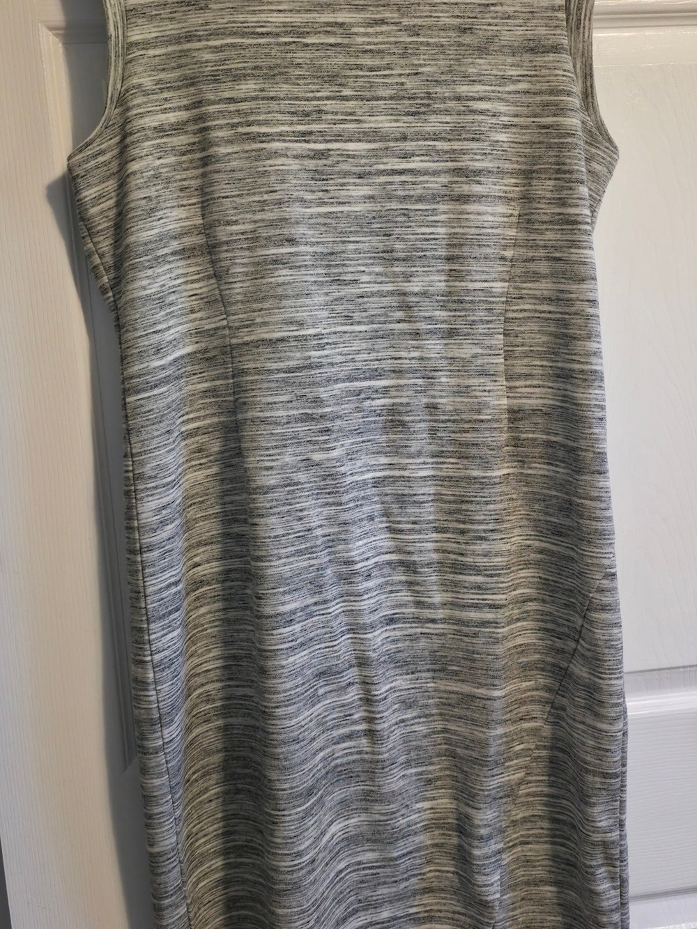 4/$67 Deal! Sleeveless Gray and White Striped Midi Dress